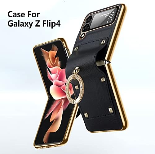 Huse Flip pentru Smartphone compatibile cu husa Samsung Galaxy Z Flip 4 5g, husa Flip din piele PU Premium cu Suport Inel de