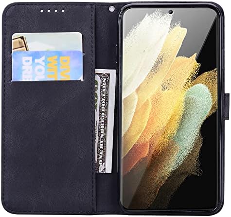 Carcasă QIVSTAR pentru Samsung Galaxy S23 Plus 5G, Design Vintage portofel din piele fluture în relief PU piele Carte stil Husă rezistentă la cătușe pentru Samsung Galaxy S23 Plus Black CY3