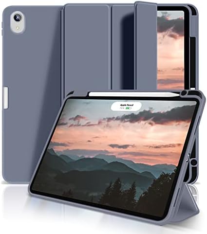 AOUB iPad Air 5th Generation 2022/iPad Air 4th Generation 2020 10,9 inch Carcasă cu suport pentru creion, carcasă subțire Trifold Trifold cu capac din spate TPU moale, somn automat/trezire pentru iPad Air 5/4 Carcasă, gri violet