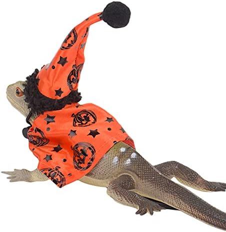 Adoggygo Beaded Dragon Halloween Halloween Cloak Lizard Christmas Hat Set de eșarfă, Animal mic Costum Festival de Crăciun