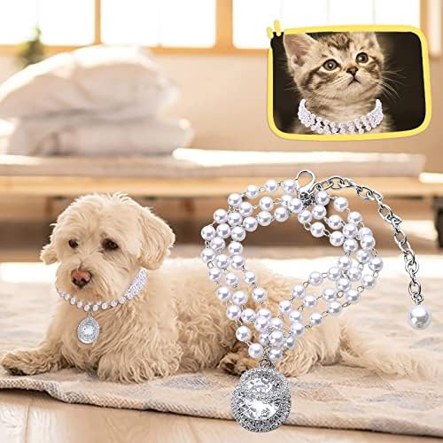 Honprad pentru câini guler din piele perle cu lanț colier metal metal cubanez pentru câini medii și mari guler diamant bling