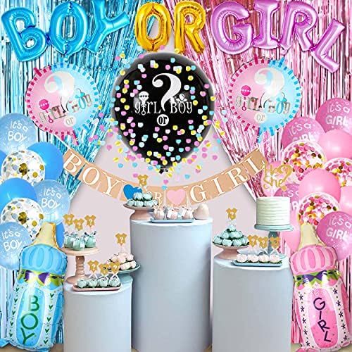 Joyypop Gender Dezvăluire decorațiuni 105pcs Gen Dezvăluit Suport pentru petreceri cu gen Dezvăluit Balloon, Fețe de masă,