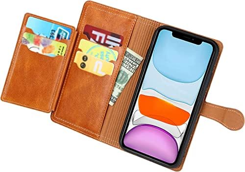 TRDYBSK portofel caz pentru iPhone 13 Mini / 13 / 13 Pro / 13 Pro Max, 5 Card sloturi Închidere magnetică fermoar buzunar geantă de mână PU piele Flip caz rezistent la șocuri