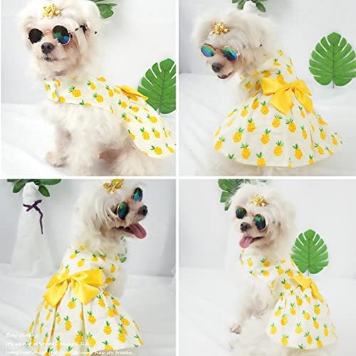 Rochie pentru câini 2 pachet haine de câine, drăguță cu ananas de cireș rochii de câine rochii de câini arcul prințesă fustă,