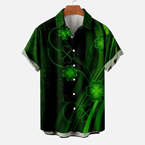 Fericit St Patricks zi T Shirt pentru barbati bluza verde Hawaiian buton sus Tricouri trifoi tricouri maneca scurta