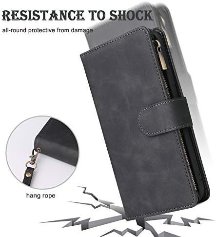 Carcasă Portofel RANYOK pentru Moto G Stylus 5G 2022, portofel premium din piele PU cu fermoar Flip Folio blocare RFID cu curea