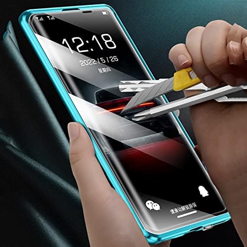 pentru Samsung Galaxy S22 / S22 Plus / S22 Ultra 5g, capac de Protecție Față-Verso adsorbție magnetică Sticlă securizată transparentă bara de protecție din metal capac Flip Piele naturală