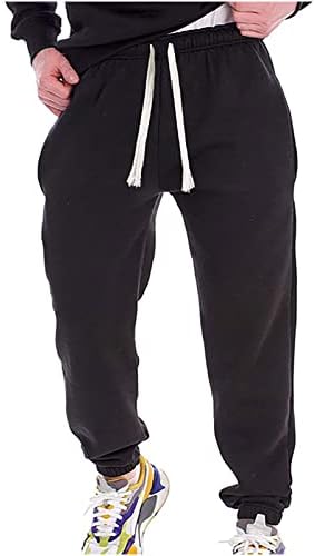 Pantaloni de trening Casual pentru bărbați-pantaloni de jogging căptușiți din lână pentru bărbați pantaloni calzi talie elastică