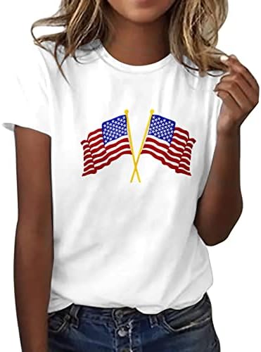 4 iulie tricouri femei American Flag tricouri Casual Vara Topuri maneca scurta Tee Shirt patriotice Comfy Vrac Tees Topuri