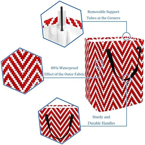 Coșuri de rufe cu mânere pliabil roșu & amp; Alb triunghi Stripe Knit - 01 imprimare stocare împiedică pentru adulți copii