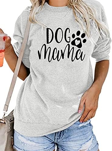 Alltb câine mamă hanorac pentru femei câini mamă cămașă pulover drăguț pulover pentru câini cu mânecă lungă scrisoare print tricou