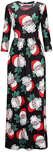 Rochii Maxi pentru femei Crăciun imprimate pulover rochie moda Crewneck Slim vacanță Casual lung Sundress Rochie