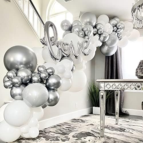 Silver Balloons 100 PC -uri și baloane stele 6 PC Silver