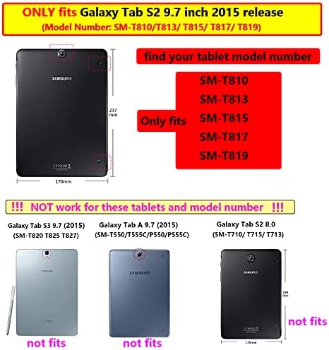 Portofelul folio Uucovers pentru Samsung Galaxy Tab S2 9,7 inch Carcasă pentru tabletă, Slim Stand Pu Piele Cover ușor de închidere