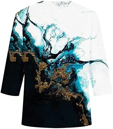 Doamne 3/4 Mânecă 2023 Grafică Marmură Imprimare Bluză casual Casual Tricou Tricou Crew Neck Boat Tricou pentru fete adolescente XG