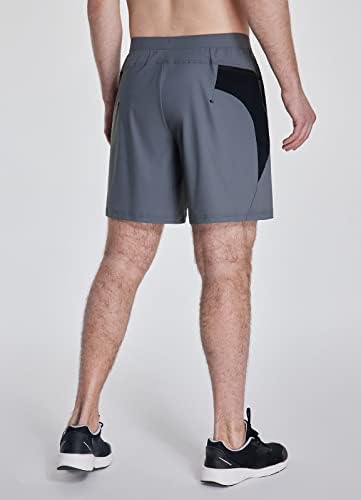 Pantaloni scurți de antrenament pentru bărbați de 7 Bareaf, pantaloni scurți de alergare uscată rapidă cu buzunar cu fermoar