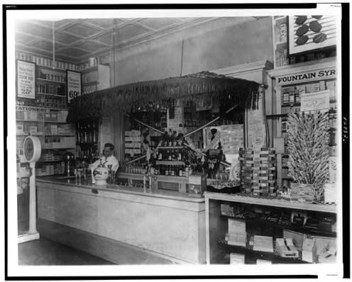 HistoricalFindings Foto: Interior, magazin de droguri pentru oameni, 7th, M St, angajat, Soda Fântână, Washington DC, 1909