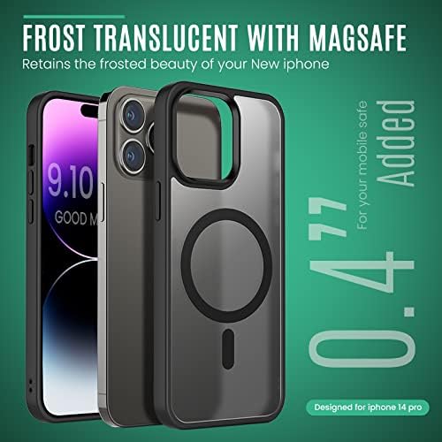Carcasă magnetică RT pentru iPhone 14 Pro Max, [SHIELD DREPT de calitate militară și compatibil cu Magsafe] [anti-amprentă, anti-zgârietură] înapoi translucid, de 6,7 inci, negru