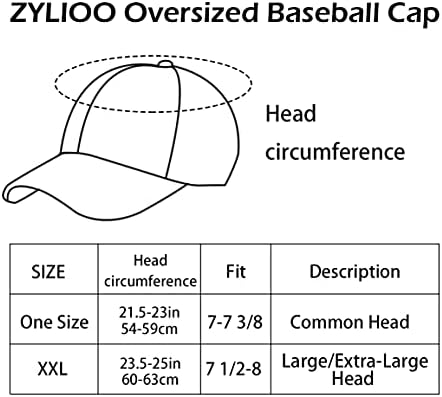 Cap de baseball cu broderii supradimensionate Zylioo XXL, capac de tată personalizat reglabil pentru capete mari, pălării de