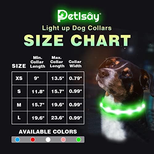 Petisay luminează gulere pentru câini - impermeabil - USB reîncărcabil - guler de siguranță cu LED -uri strălucitoare pentru toți câinii (verde, mediu