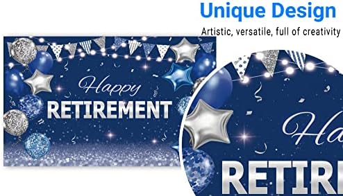 Funnytree fericit partid de pensionare fundal albastru și argintiu Congrats retrage fotografie fundal sclipici baloane tort