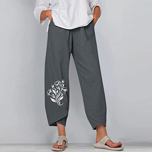 Pantaloni de lenjerie pentru femei elastice elastice cu talie Lungime de gleznă Pantaloni conice Yoga Baggy Casual Rise High