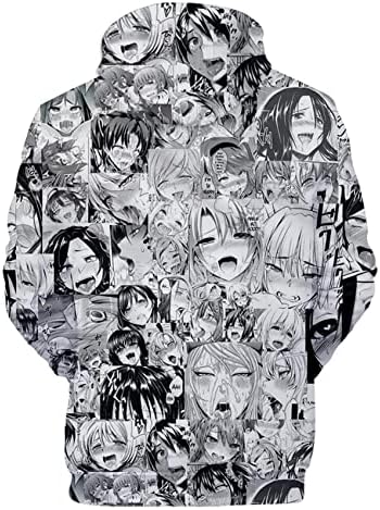 Uyecos Ahe Hoodie Mens Anime japoneză Orgasm Face Pullover 3D Track Track Jacket