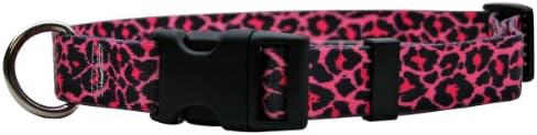 Galben câine de design Leopard roz câine guler 3/8 & # 34; largă și se potrivește Gât 4 la 9& # 34;