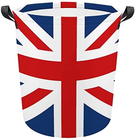 British Flag rufe împiedică rotund panza tesatura coșuri cu mânere impermeabil pliabil spălat Bin haine sac