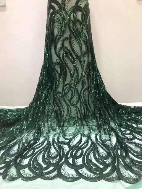 Pumcraft Verde Aur Sequin broderie dantelă tesatura cusut tul Fabric African Sequin Lace Fabric Pentru Rochie de petrecere