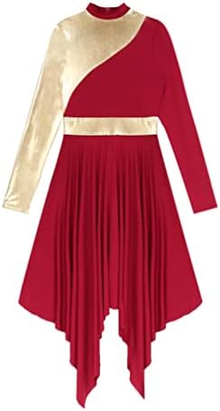 Iiniim pentru femei patchwork cu mânecă lungă asimetrică rochie de dans liric laudă îmbrăcăminte de dans liturgică