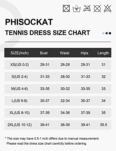 Rochie de tenis cu un umăr pentru femei Phisockat cu sutiene și pantaloni scurți încorporați - rochie de golf atletic cu buzunare