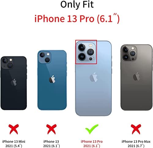 Eltiigo Proiectat pentru carcasă Pro iPhone 13 de 6,1 inci cu suport pentru suport pentru curea - Slim Clear Clear Clear Full