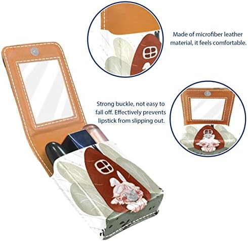 Carcasă de ruj ORYUEKAN cu oglindă Geantă de machiaj portabilă drăguță pungă cosmetică, fată iepure morcov desen animat basm