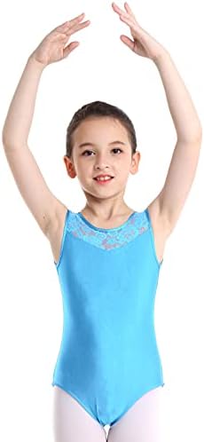 Sywiyi Copii Fete Clasic Balet Dans Tricou Gimnastică Active Fără Mâneci Florale Dantela Splice Rezervor Bodysuit