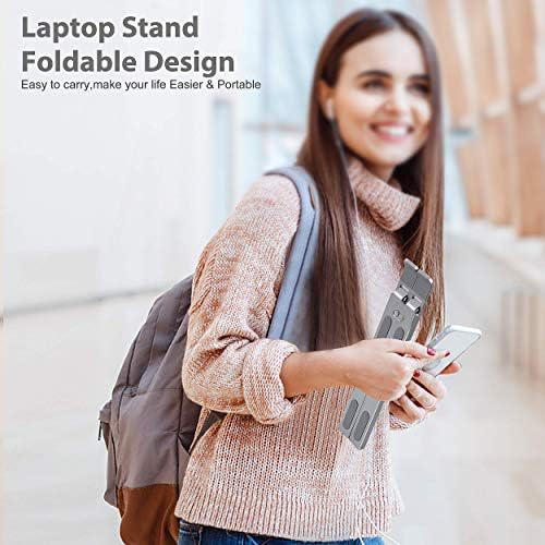 Laptop Stand pentru birou, Laptop portabil Înălțime reglabilă, suport pentru laptop pliabil, aluminiu de aluminiu MacBook Stand