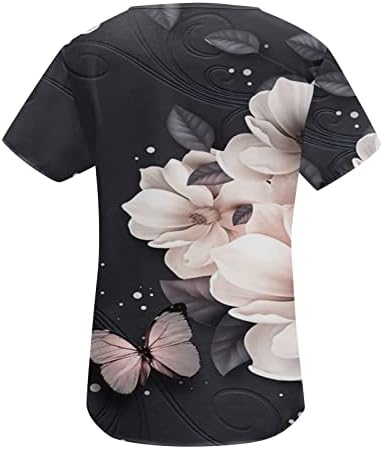 Femei de vară Tops Tops Floral V Cămașă cu bluză cu mânecă lungă cu gât