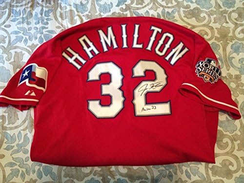 2010 semnat și înscris Josh Hamilton Game folosit după sezonul Jersey -MLB/JSA - MLB Game folosit tricouri