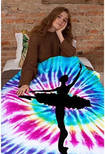 Ausmart tie Dye Girl Dansator Aruncă Pătură Flanel Microfibru Lux Lux cald cald confortabil moale pentru canapea, mașină, canapea canapea dormitoare
