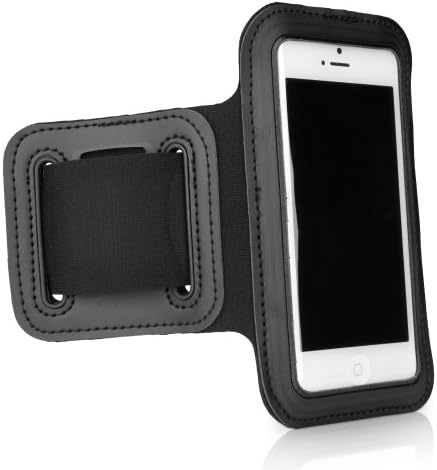 Carcasă Boxwave compatibilă cu iPhone SE - Sports Armband, Armband reglabil pentru antrenament și rulare pentru iPhone SE, Apple iPhone SE - Jet Black