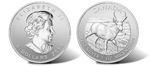 2013 CA Candian Wildlife Series Antelope Monedă de argint 1 uncie Dolar de argint Mint Necirculat