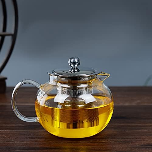 1pc1000 oală cu rezistență la casă de fierbere Purcer de sticlă liberă sticlă detașabilă Sucul înflorit Capacitate de ceai sigur pentru înflorire a mânerului filtru de gospodărie frunză de oțel