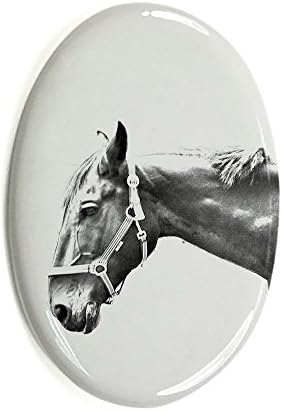 Art Dog Ltd. Hanoverian, piatră funerară ovală din plăci ceramice cu imaginea unui cal