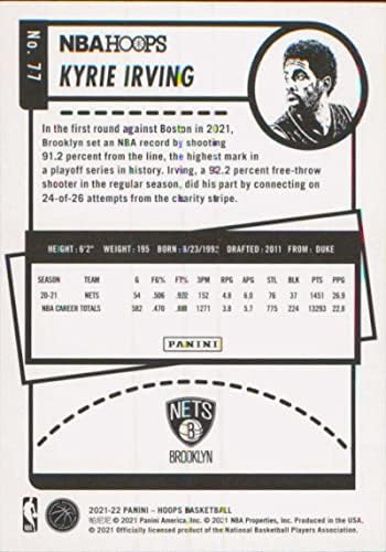 2021-22 Panini Hoops #77 Kyrie Irving Brooklyn Nets NBA Basketball Trading Card