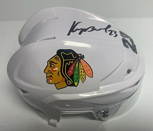 Philipp Kurashev a semnat Blackhawks hochei Mini-casca Fanatics B093698-căști și măști NHL autografate
