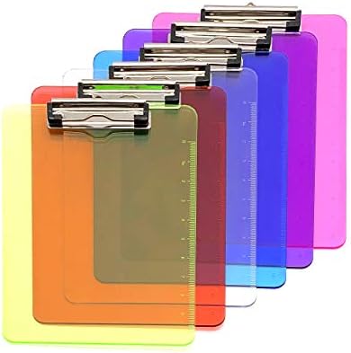 Adorox Set de 6 dimensiuni standard Clipboards clar colorate Transparent Mix culori asortate