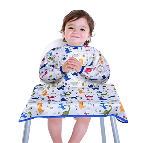 Vicloon Coverrall Baby Hrănirea pentru bebeluși, salopeta de înțărcare se atașează la scaun înalt și la masă, mâneci lungi, cu impermeabil, confortabil, lavabil pentru mașină, salopetă pentru copii între 6 luni până la 3 ani