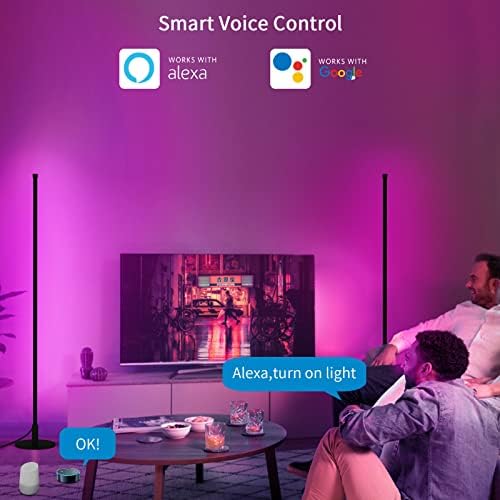 Lampă de podea LED RGB inteligentă: lampă de colț cu telecomandă pentru aplicație WiFi-funcționează cu Alexa și Google Assistant - 16 milioane de culori DIY și sincronizare muzicală lampă modernă în picioare pentru camera de zi dormitor cameră de jocuri