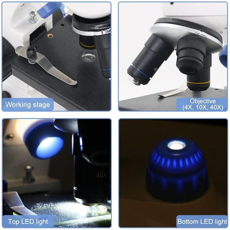 Accesorii microscop 40x-2000x Microscop Monocular, cu lumini reglabile de Sus / Jos consumabile de laborator cu iluminare LED