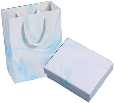 Cutie de ambalare a bijuteriilor Walbest, cutie de ambalare a bijuteriilor rafinat elegant portabil cadou Albastru alb Gradient inel colier cutie de depozitare cu geantă de mână cadou